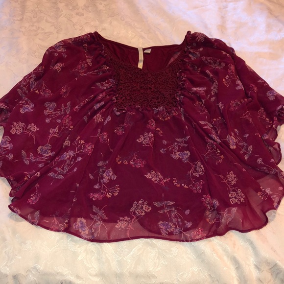 LC Lauren Conrad Tops - Lauren Conrad sheer overlay floral top size XS